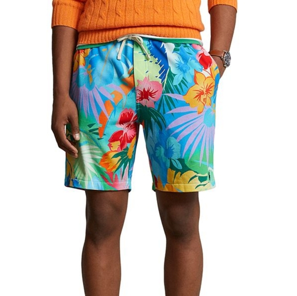 POLO TROPICAL FLORAL PRINT TERRY SHORT SZ LARGE - Picture 1 of 7